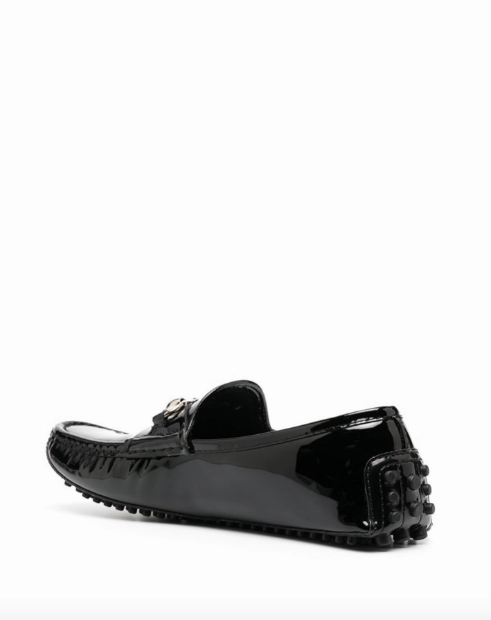 Gucci glossy-finish horsebit loafers