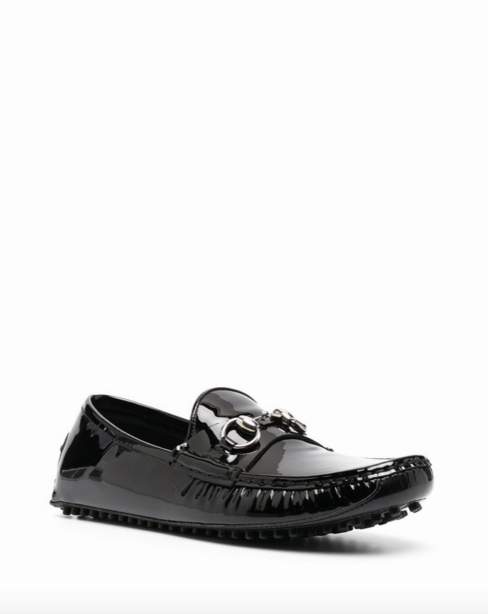 Gucci glossy-finish horsebit loafers