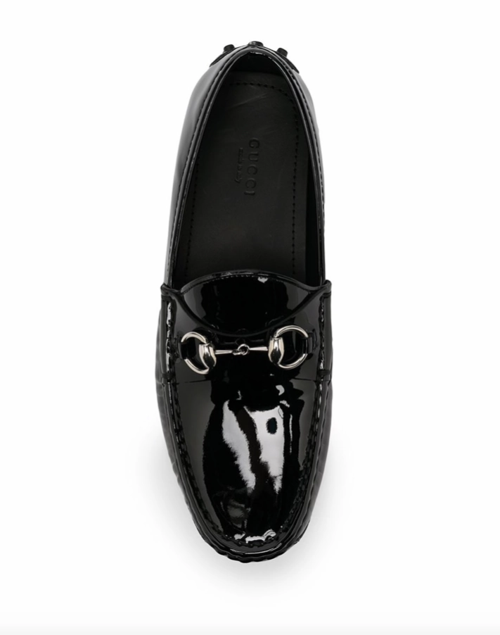 Gucci glossy-finish horsebit loafers