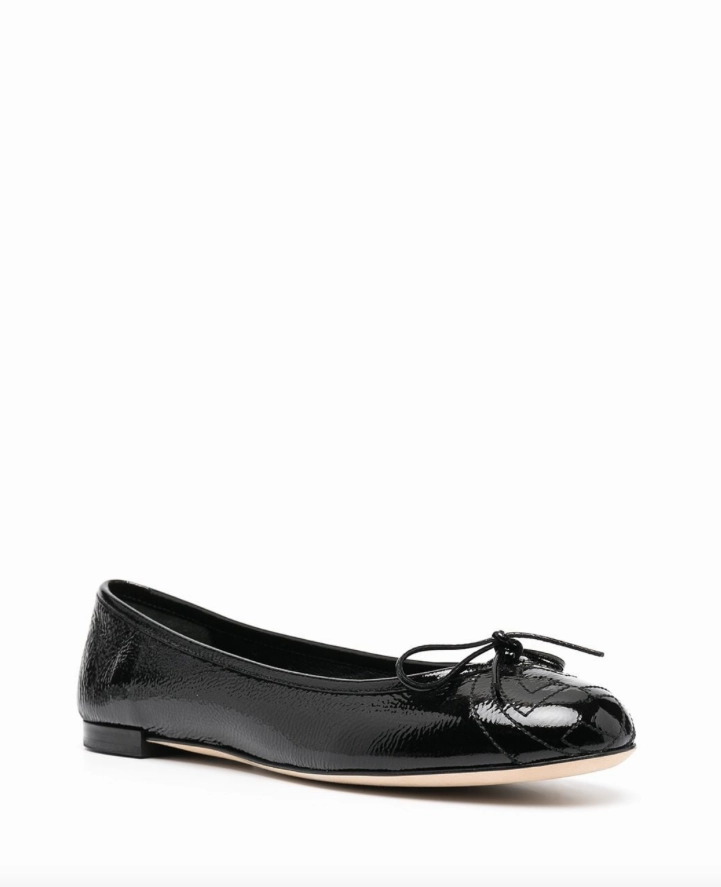 Gucci high-shine bow ballerina shoes