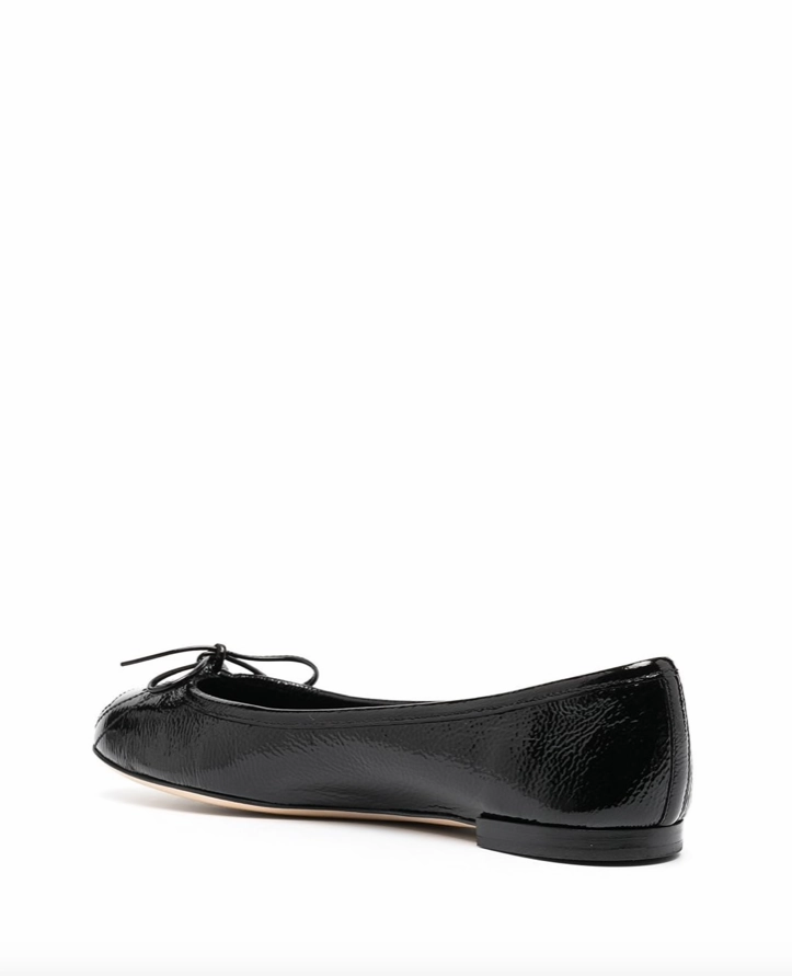 Gucci high-shine bow ballerina shoes