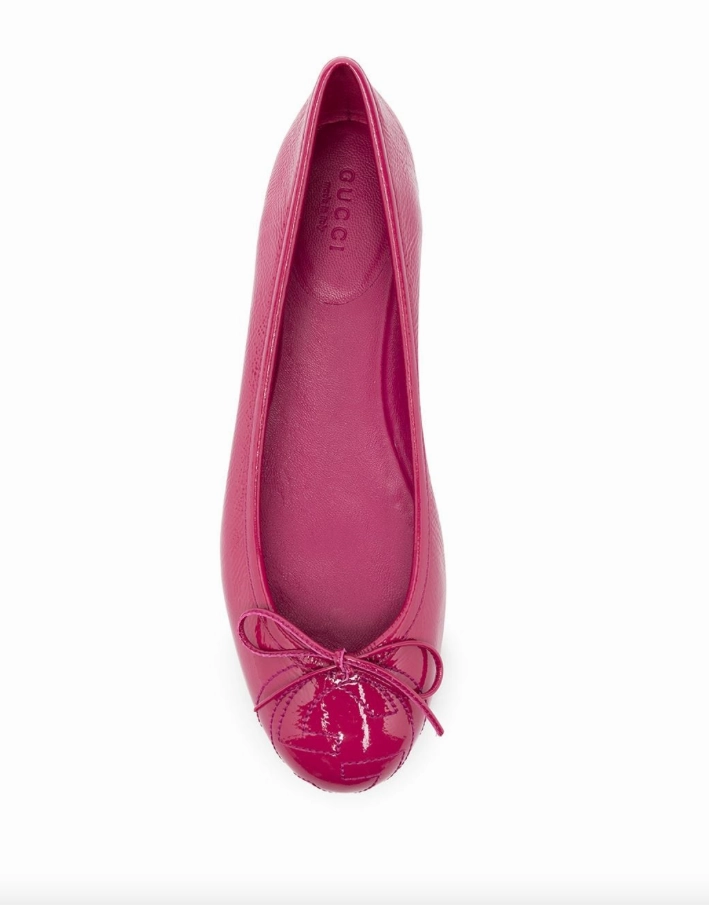 Gucci high-shine bow ballerina shoes