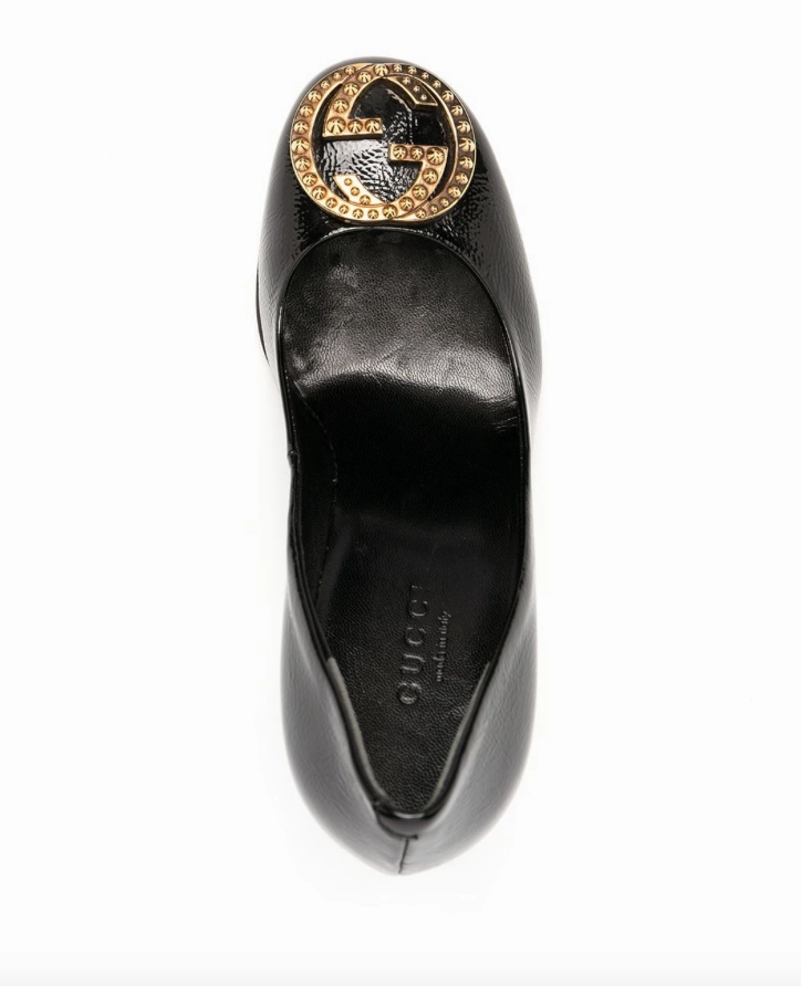 Gucci logo-plaque leather pumps