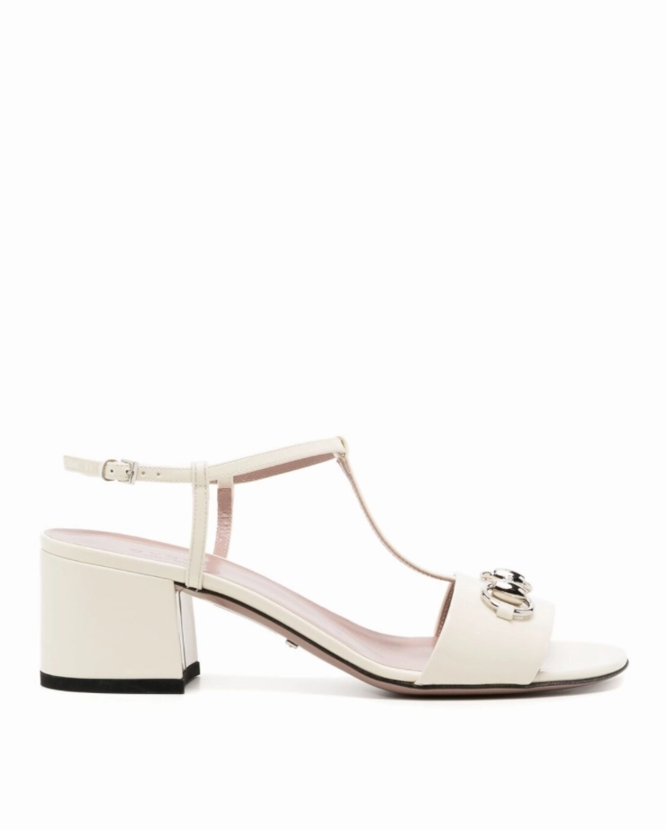 Gucci Off-white patent t-strap horsebit sandals Womens Shoes cheap promo