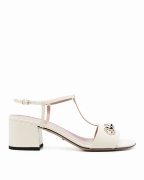 Gucci Off-white patent t-strap horsebit sandals Womens Shoes cheap promo