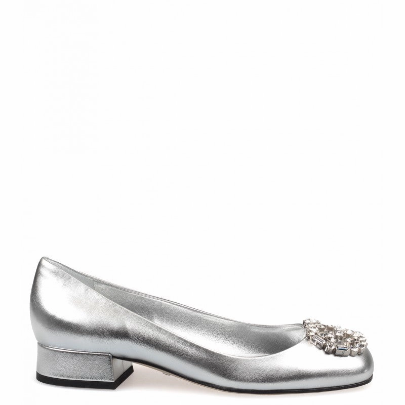 Gucci Silver metallic leather GG sparkling ballerina shoes Womens Shoes cheap promo