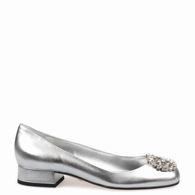Gucci Silver metallic leather GG sparkling ballerina shoes Womens Shoes cheap promo