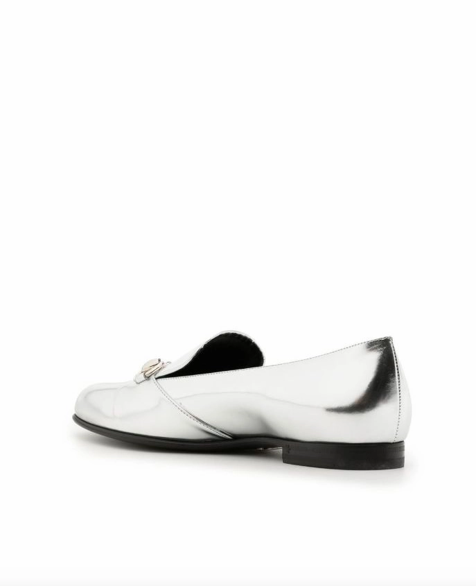 Gucci Silver metallic leather horsebit loafer