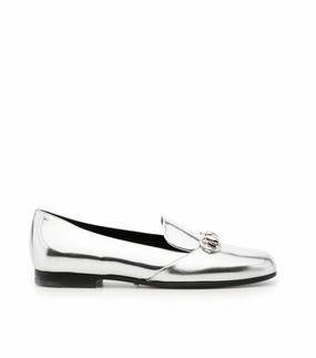Gucci Silver metallic leather horsebit loafer Womens Shoes cheap promo