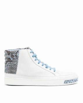 Gucci White & blue leather & python high top sneakers Womens Shoes cheap promo