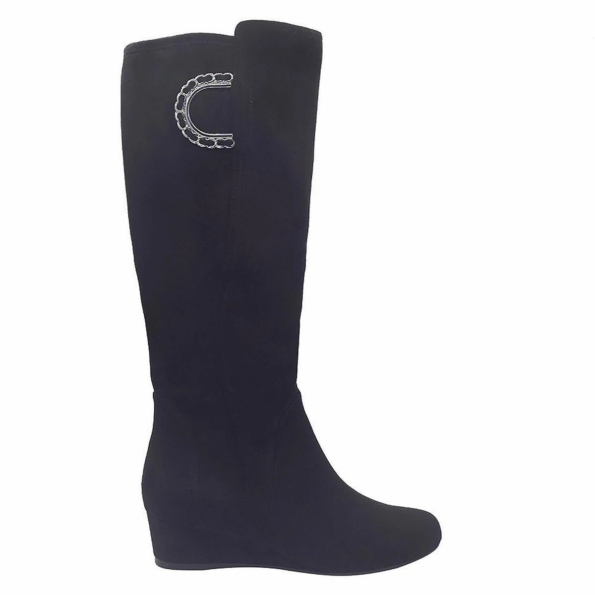 Gurtha Womens Microsuede Wide Calf Knee-High Boots