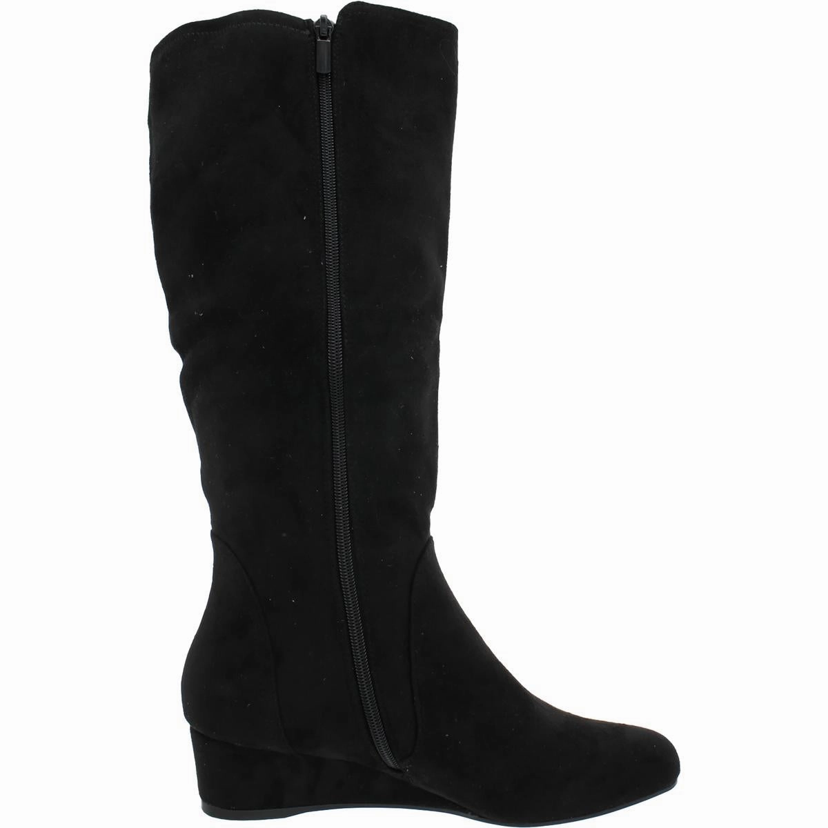 Gurtha Womens Microsuede Wide Calf Knee-High Boots