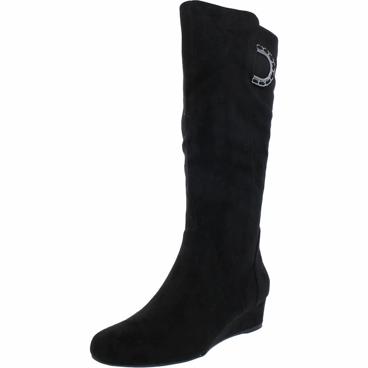 Gurtha Womens Microsuede Wide Calf Knee-High Boots
