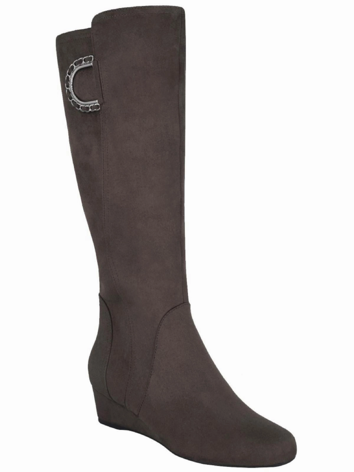 Gurtha Womens Microsuede Wide Calf Knee-High Boots