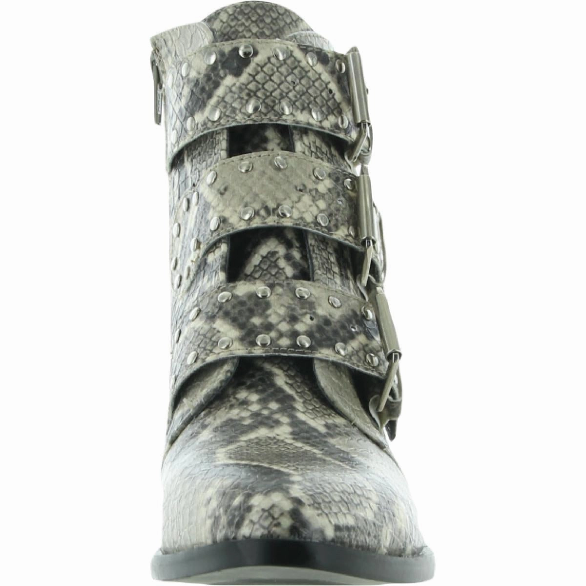 Harmon Womens Embossed Faux Leather Ankle Boots