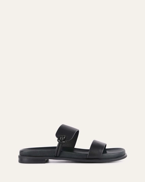 HAYES FLAT SANDALS BLACK LEATHER Womens Sandals on sale