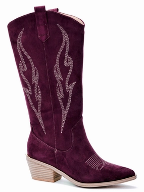 Headliner Cowgirl Faux Suede Boot In Wine Mens Chukka Boots outlet deals