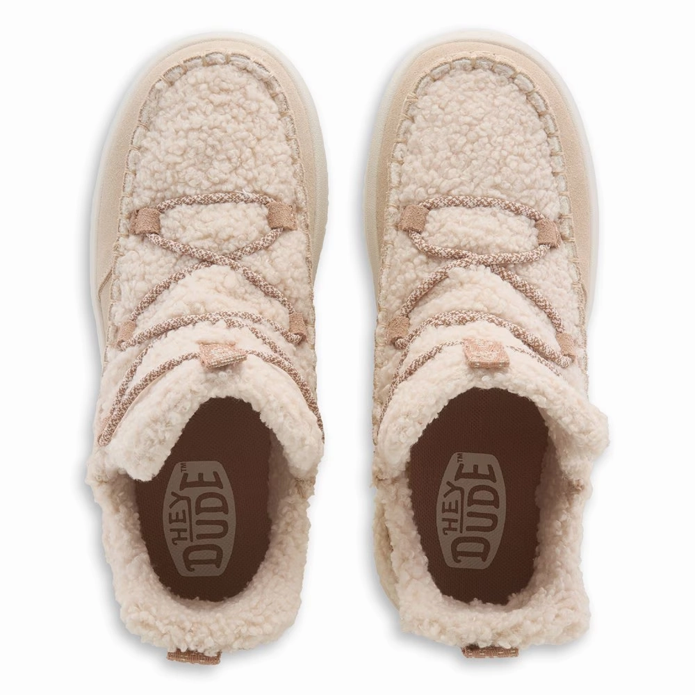 Hey Dude Camden Women's US 9 Beige Suede Cozy Ankle Slip-On Casual Shoes KHD2273