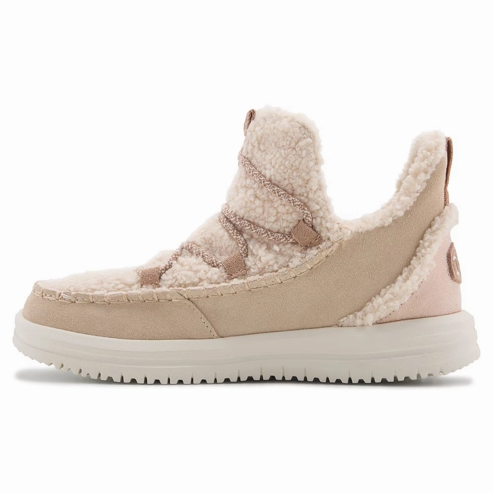 Hey Dude Camden Women's US 9 Beige Suede Cozy Ankle Slip-On Casual Shoes KHD2273