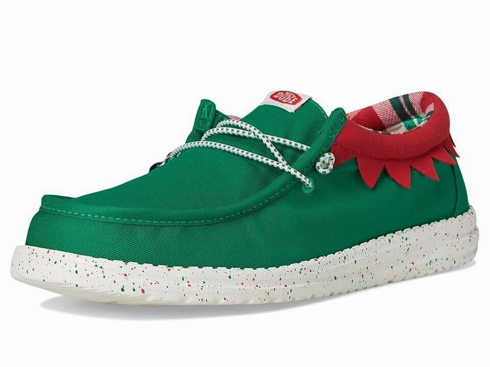 Hey Dude Holiday Elf 42689-3XX Mens US 13 Green Red Slip On Casual Shoes ZPO2753