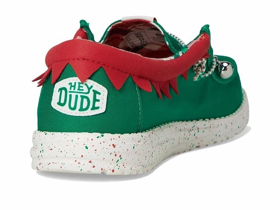 Hey Dude Holiday Elf 42689-3XX Mens US 13 Green Red Slip On Casual Shoes ZPO2753