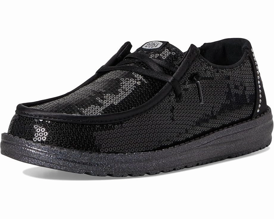 Hey Dude Wendy Disco Women's 8 Black Canvas Sequin Moc Toe Slip On Shoes ZOGG121