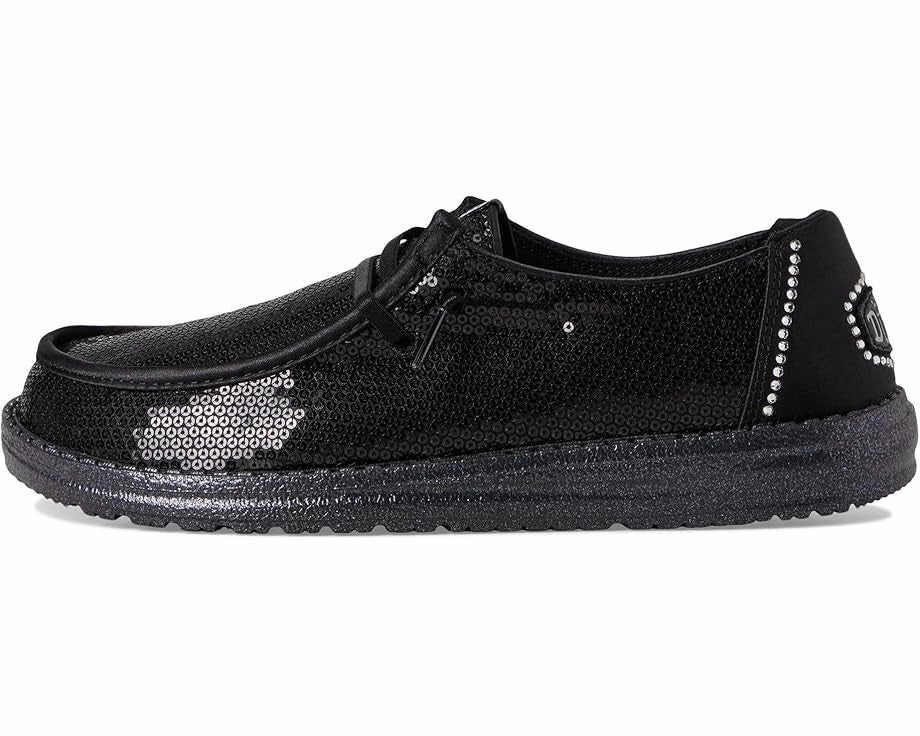 Hey Dude Wendy Disco Women's 8 Black Canvas Sequin Moc Toe Slip On Shoes ZOGG121