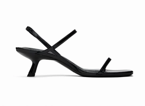 Hilda Kitten Heel Sandals In Black Patent Cheap Womens Slide Sandals