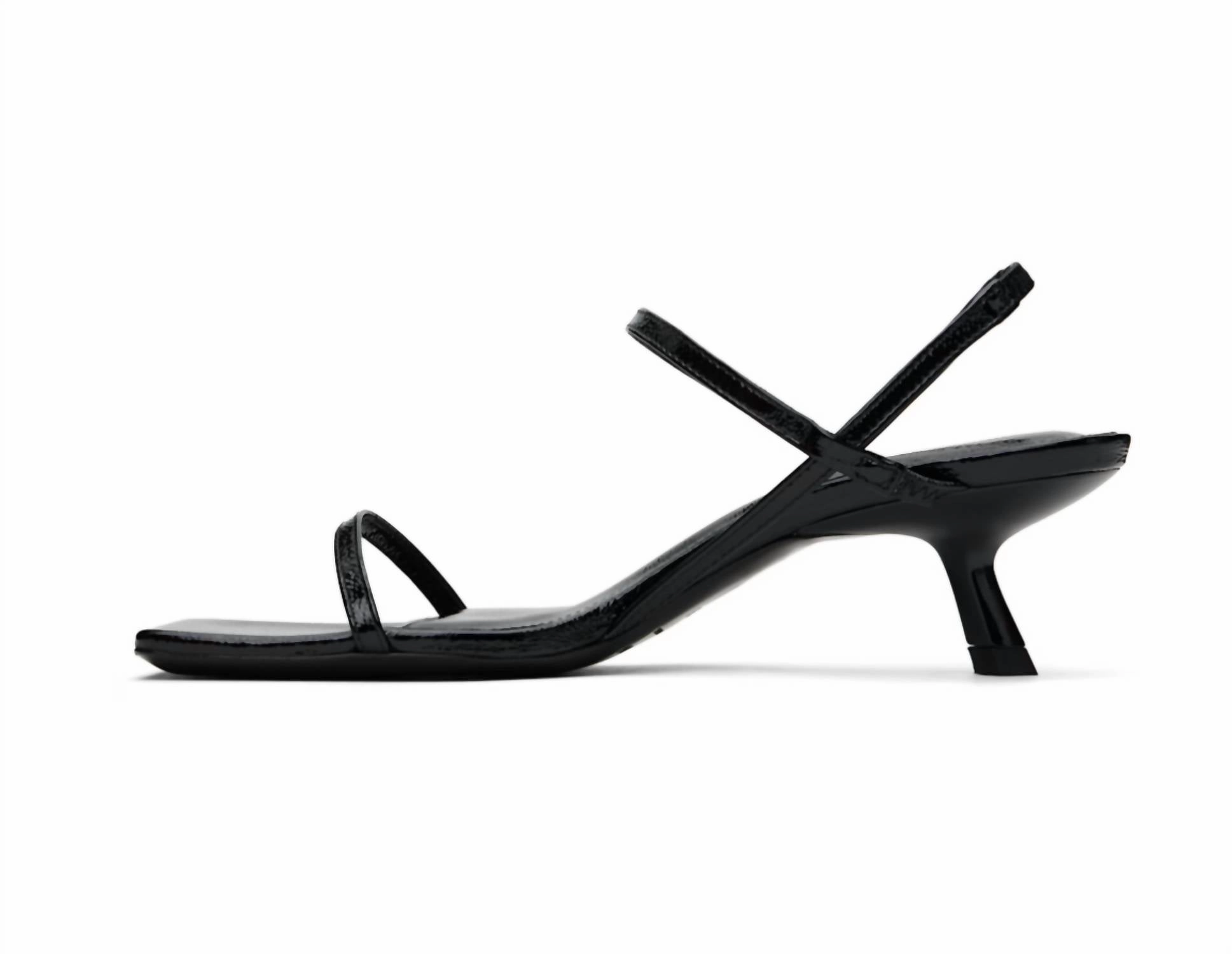 Hilda Kitten Heel Sandals In Black Patent