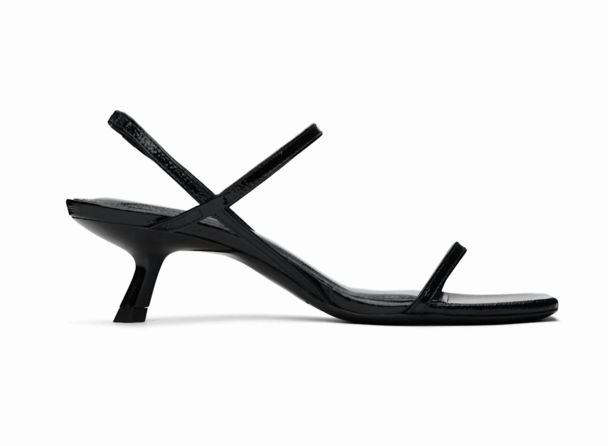Hilda Kitten Heel Sandals In Black Patent Cheap Womens Slide Sandals