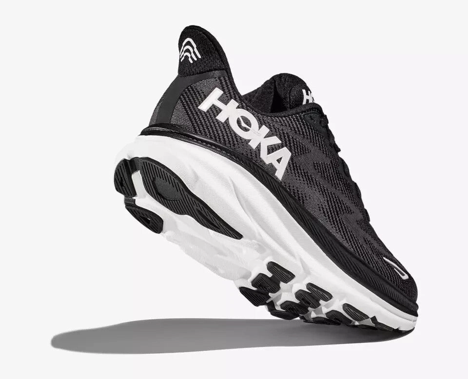 Hoka One One Clifton 9 1127895-BWHT Sneaker Men's Black White Running Shoes