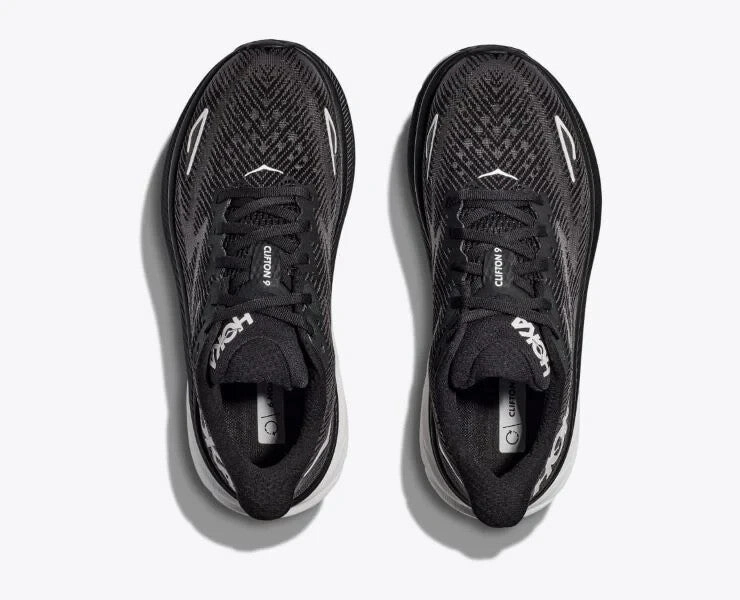 Hoka One One Clifton 9 1127896-BWHT Sneaker Women's Black White Running Shoes
