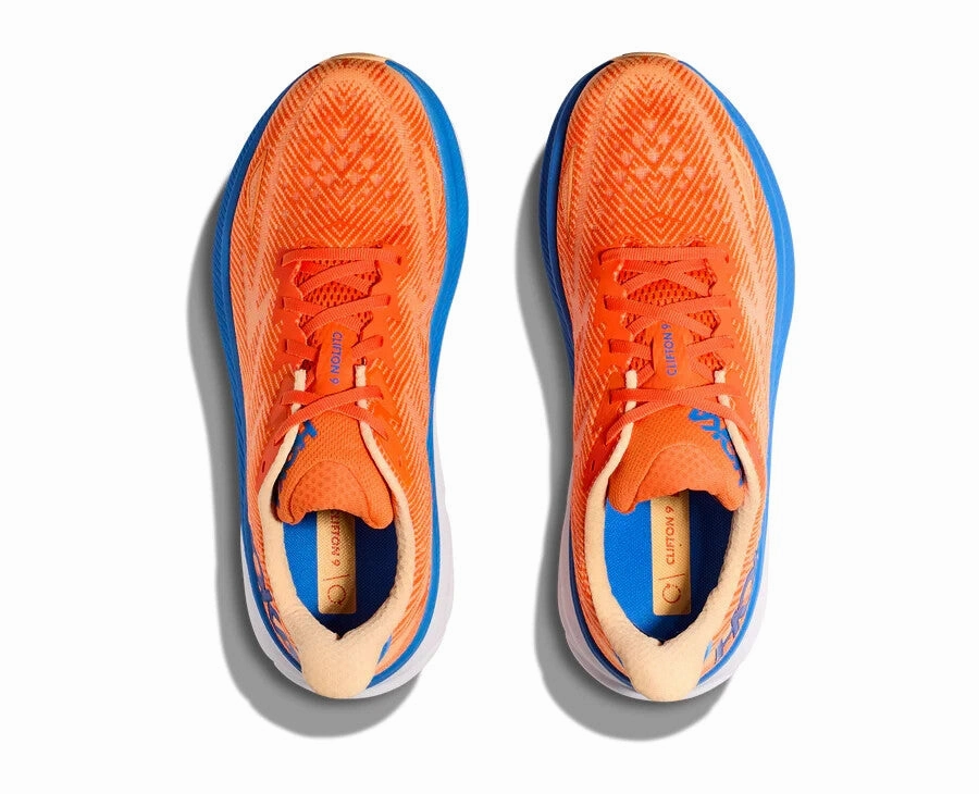 Hoka One One Clifton 9 1132210-VOIM Mens US 10.5 Orange Running Shoes EEE4283