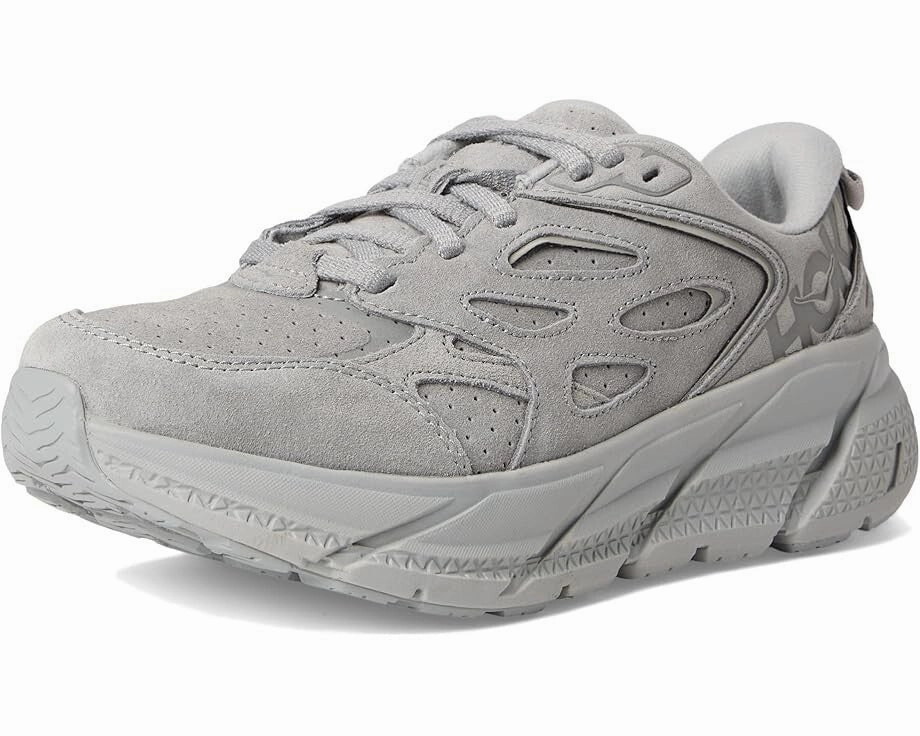 Hoka One One Clifton L Suede 1122571-LLTN Mens US 9 Gray Running Shoes GBNC1010