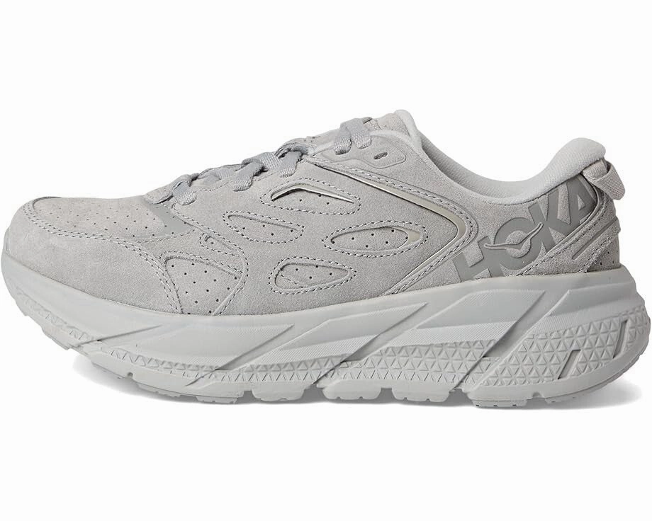 Hoka One One Clifton L Suede 1122571-LLTN Mens US 9 Gray Running Shoes GBNC1010