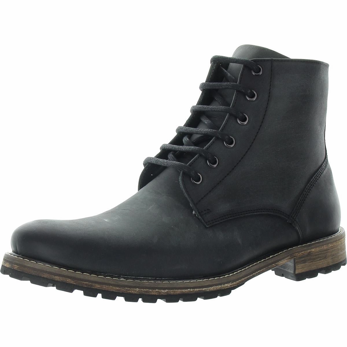 Hoyt Mens Lace-Up Leather Motorcycle Boots
