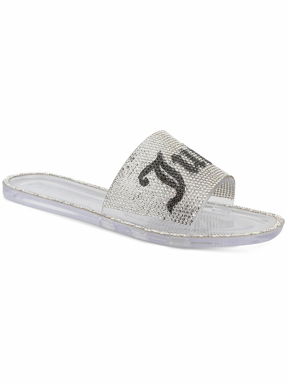 Hylton Womens Logo Rhinestone Pool Slides Lightweight Womens Sandals discount