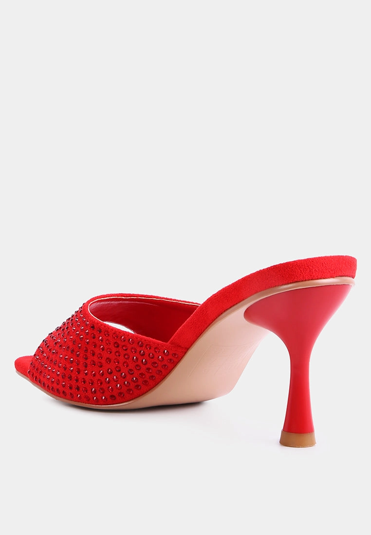 imprint diamante stud slip on sandals