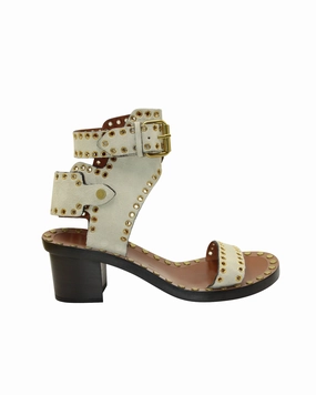 Isabel Marant Jaeryn Studded Accents Sandals in White Suede Cheap Womens Sandals clearance