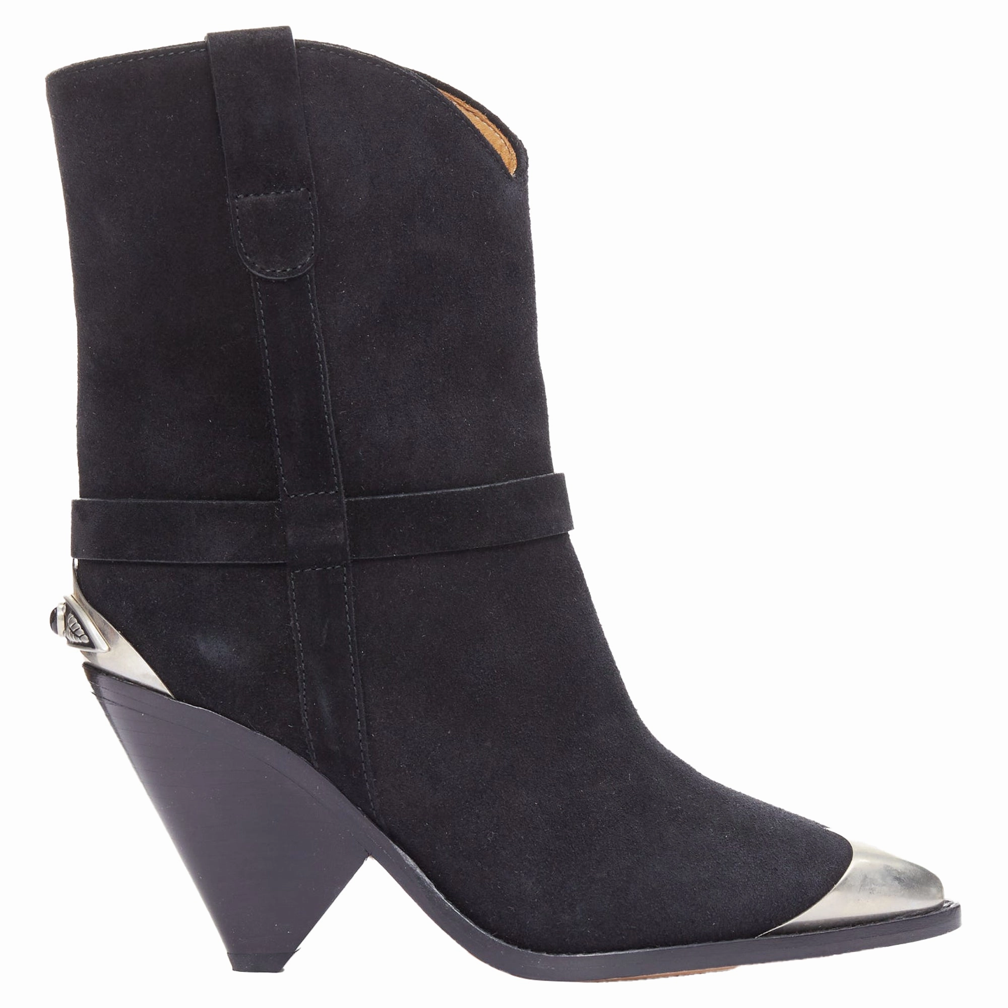 Isabel Marant Lamsy suede leather cap toes ankles cone boots Buy Womens Boots online cheap