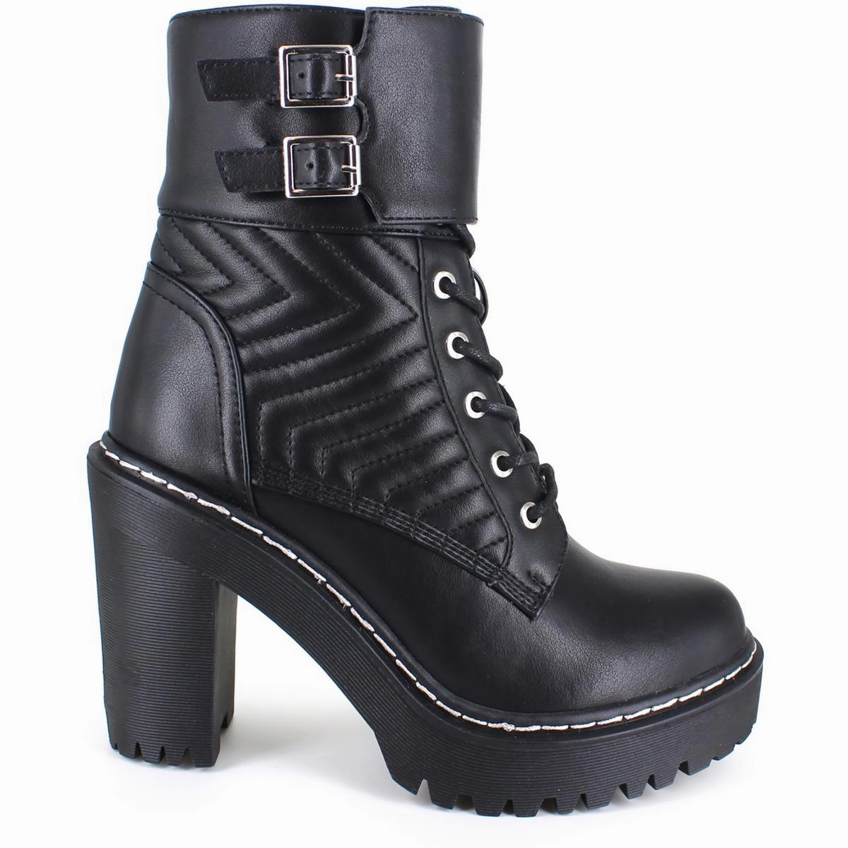 jackie Womens Padded Insole Leather Combat & Lace-Up Boots