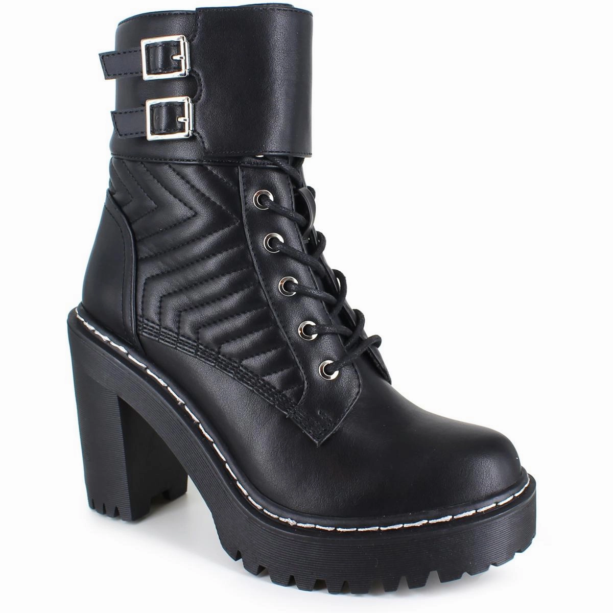 jackie Womens Padded Insole Leather Combat & Lace-Up Boots Womens Boots clearance deals