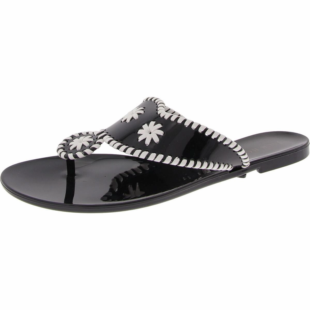 Jacks Jelly Womens Embroidered Patent Jelly Sandals Womens Sandals discount online