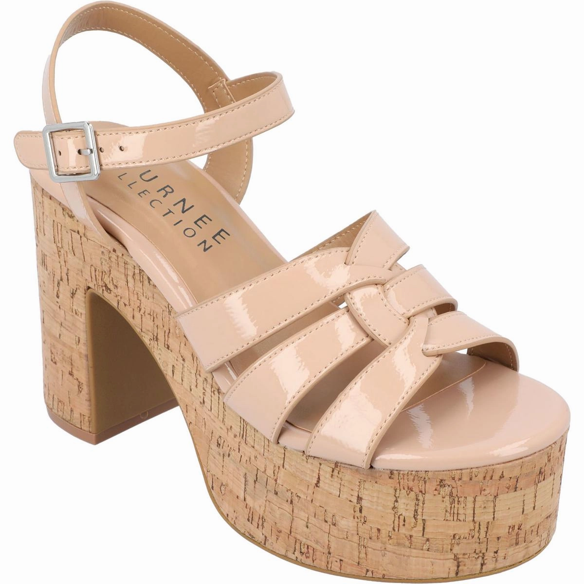 Jania Womens Patent Round Toe Platform Sandals