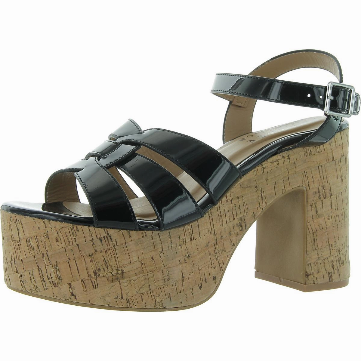 Jania Womens Patent Round Toe Platform Sandals