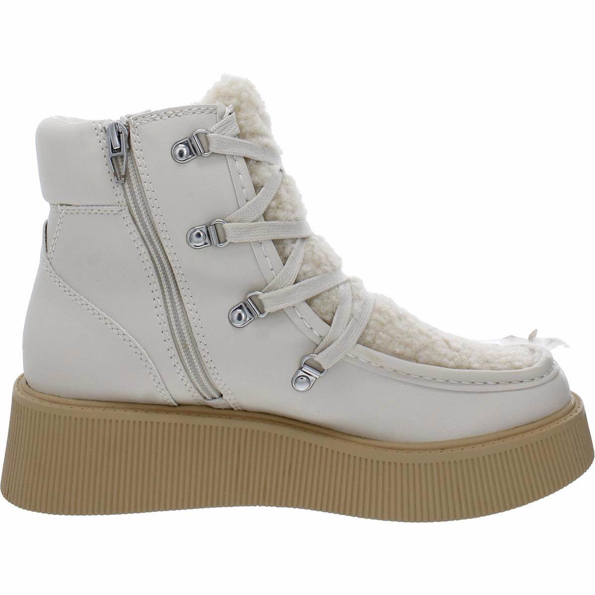 Jasmin Womens Faux Fur Wedge Combat & Lace-up Boots