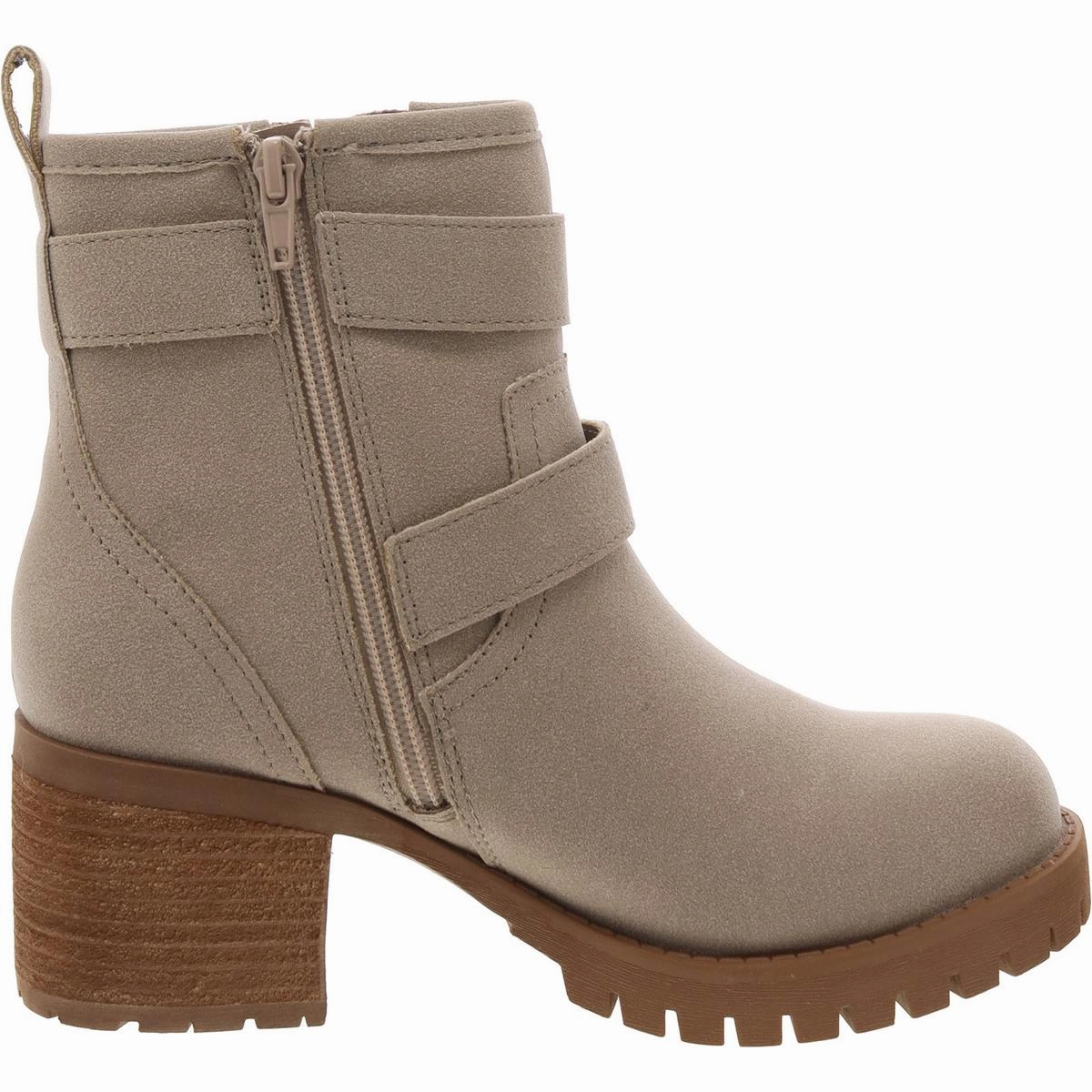 Jessi Womens Faux Leather Block Heel Ankle Boots