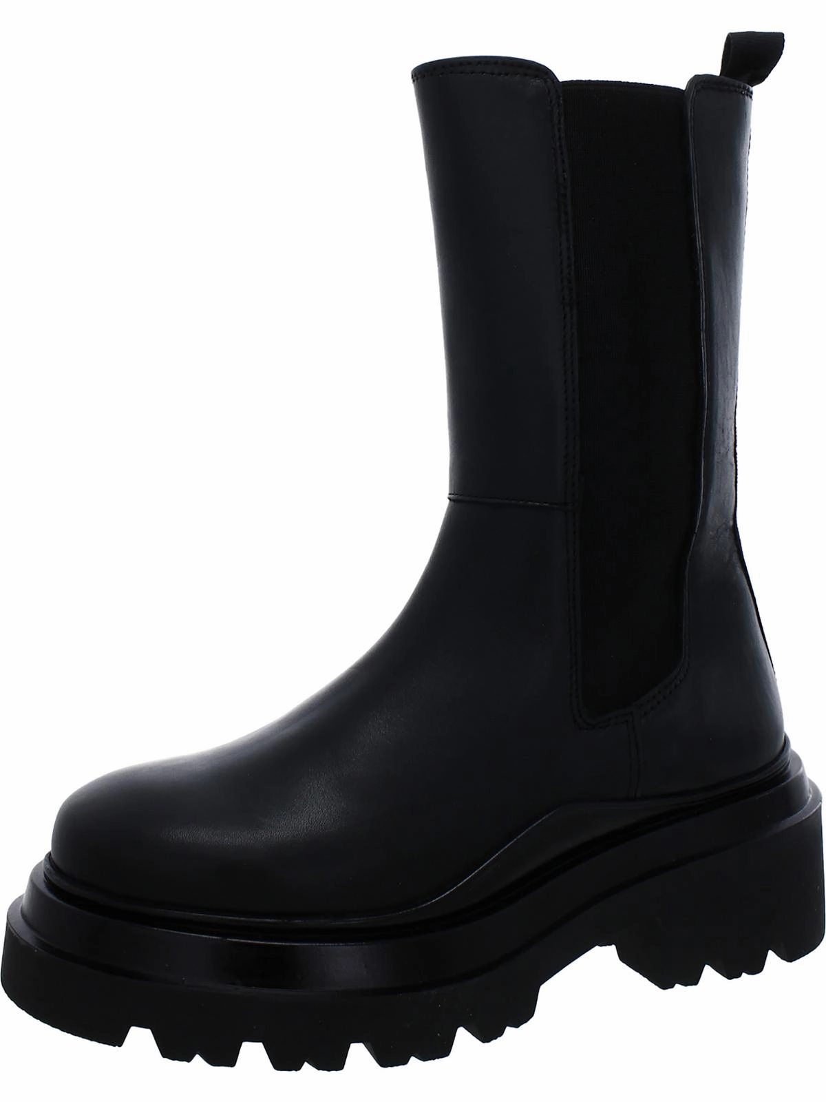 JESSY Womens Leather Pull On Mid-Calf Boots