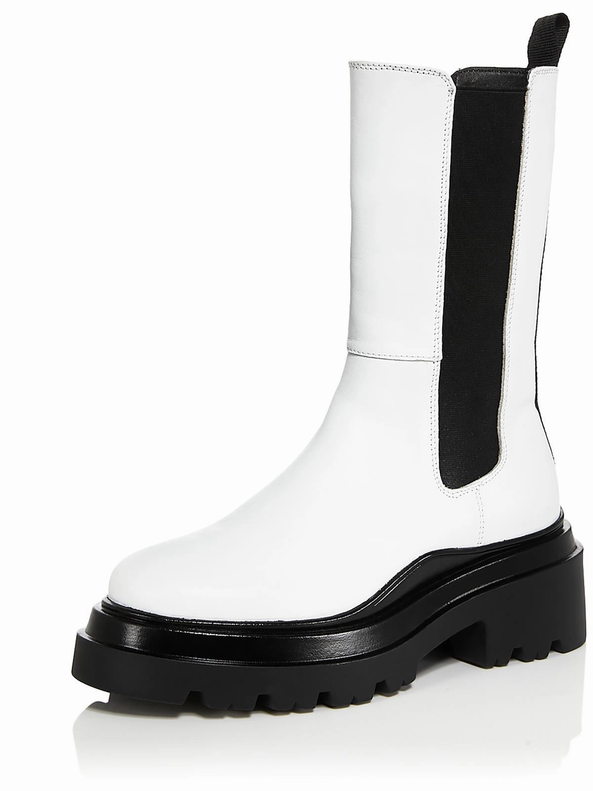 JESSY Womens Leather Pull On Mid-Calf Boots