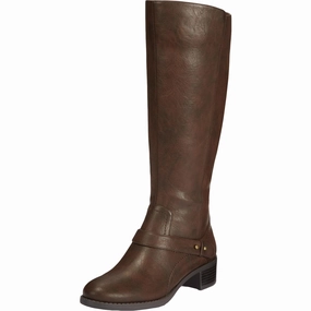 Jewel Womens Faux Leather Knee-High Riding Boots Womens Casual Boots clearance